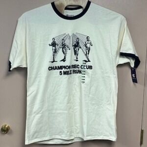 Champion Rec Club 5 Mile Run Ringer Tee Natural XXL 2X Large Cotton NWT